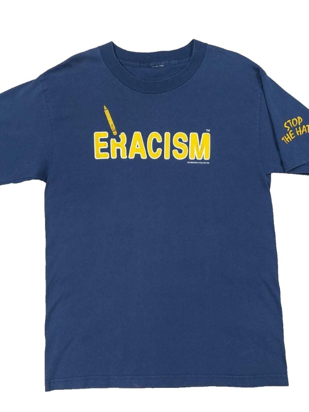 Vintage 90s ERACISM Erase Racism T-Shirt L, Single Stitch, Leftist Anti-Racist